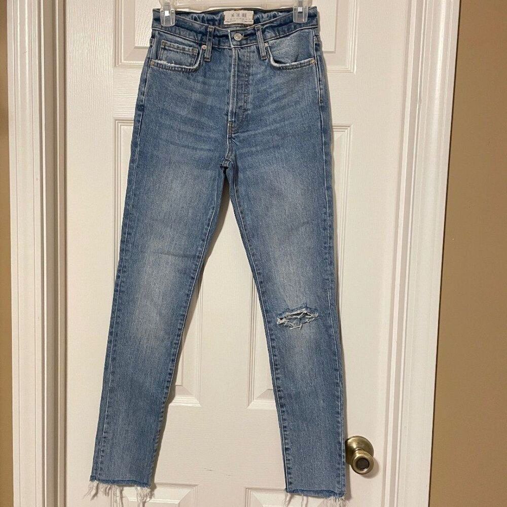 Free People We The Free Stella Button Fly High Rise Distressed Jeans - Picture 3 of 11